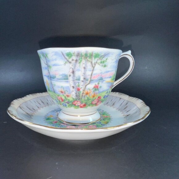Royal Albert Silver Birch Tea Cup & Saucer Bone China Made in England - Picture 2 of 10